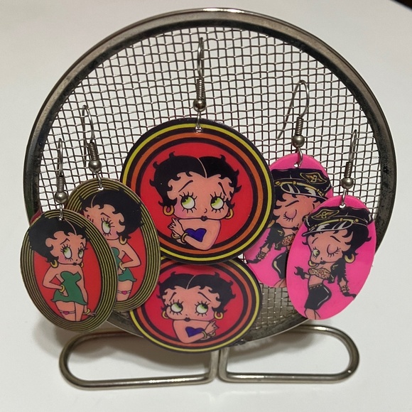 Betty Boop Jewelry - 💗3 PAIR 1989 BETTY BOOP EARRINGS, 💗KING FEATURES SYNDICATE, FLEISCHER ST…